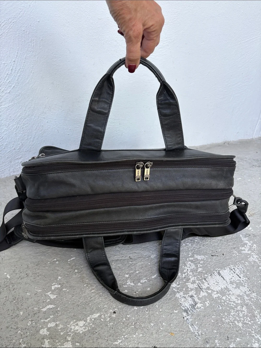 Tumi Alpha Napa leather expandable briefcase